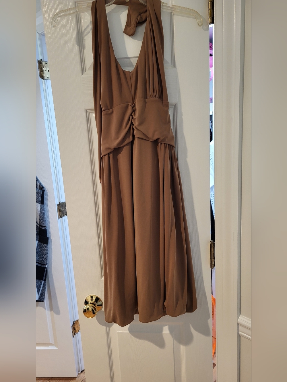 Nicole Miller Taupe Halter Midi Dress